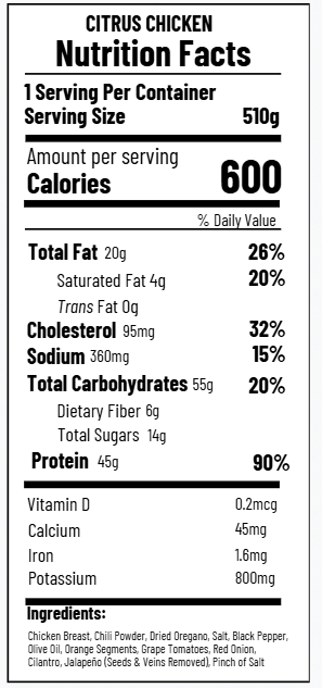 Citrus Chicken: Zesty & Flavorful (FF)