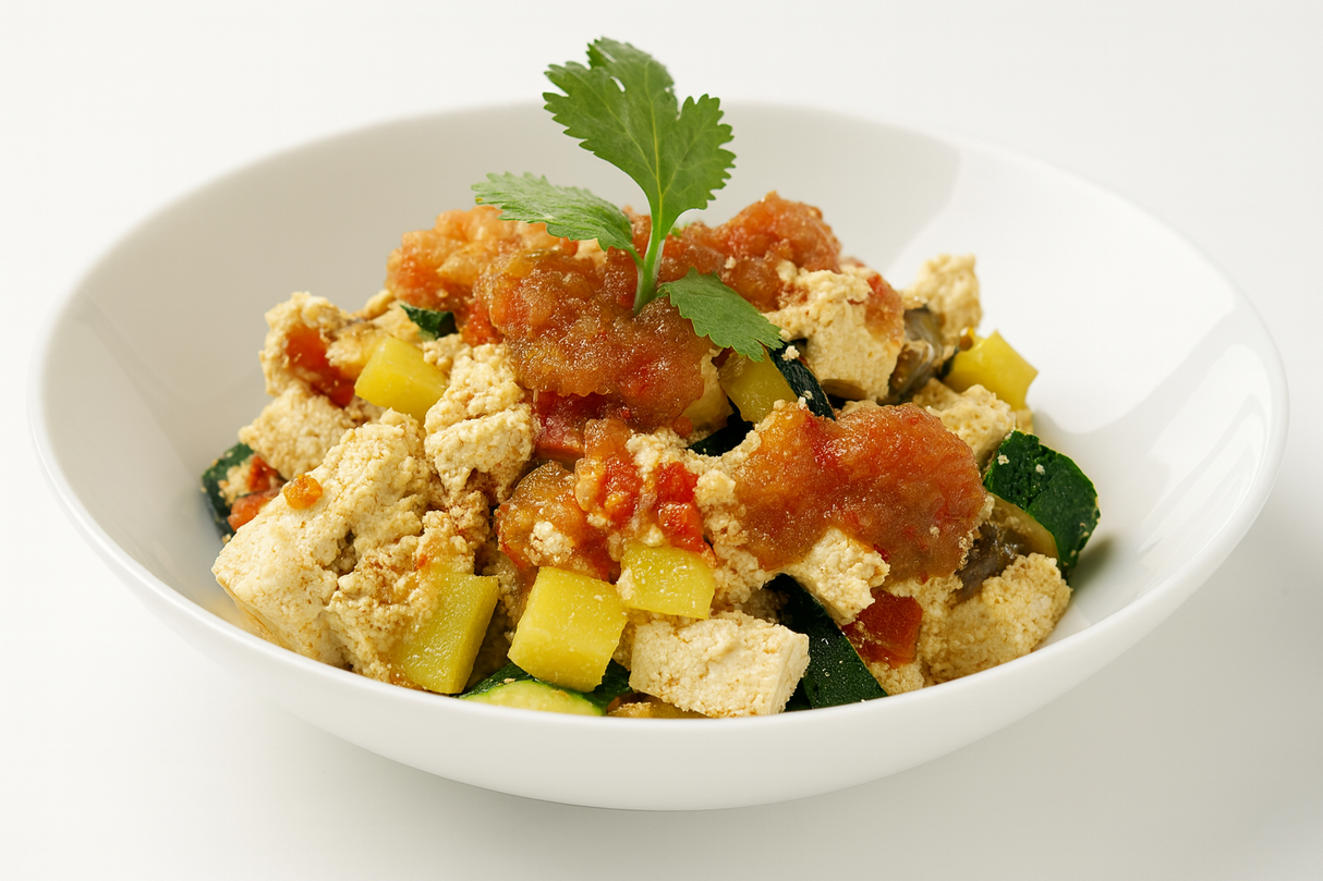Vegetarian Tofu Scrambled with Roasted Veggies