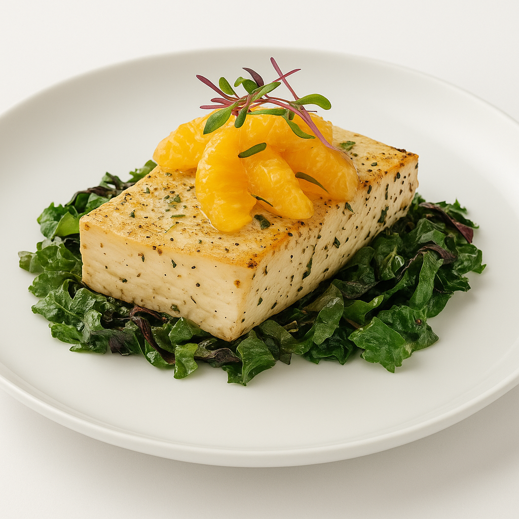 Vegetarian Tofu with Braised Greens