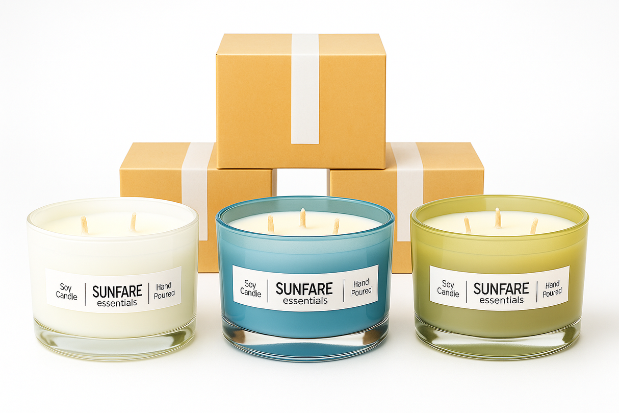 Sunfare Essentials – Hand-Poured Soy Candle Trio