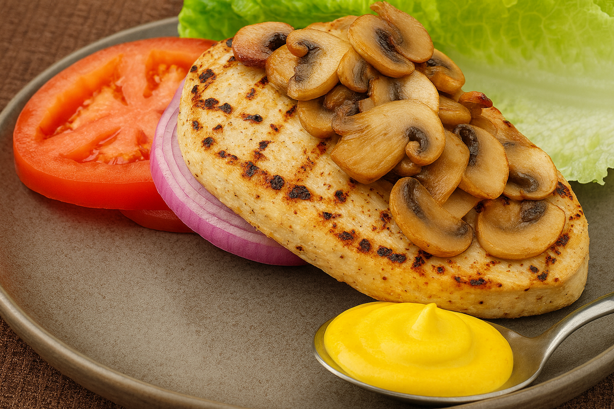 Vegetarian Soy Chicken & Garlic Mushrooms (FB)