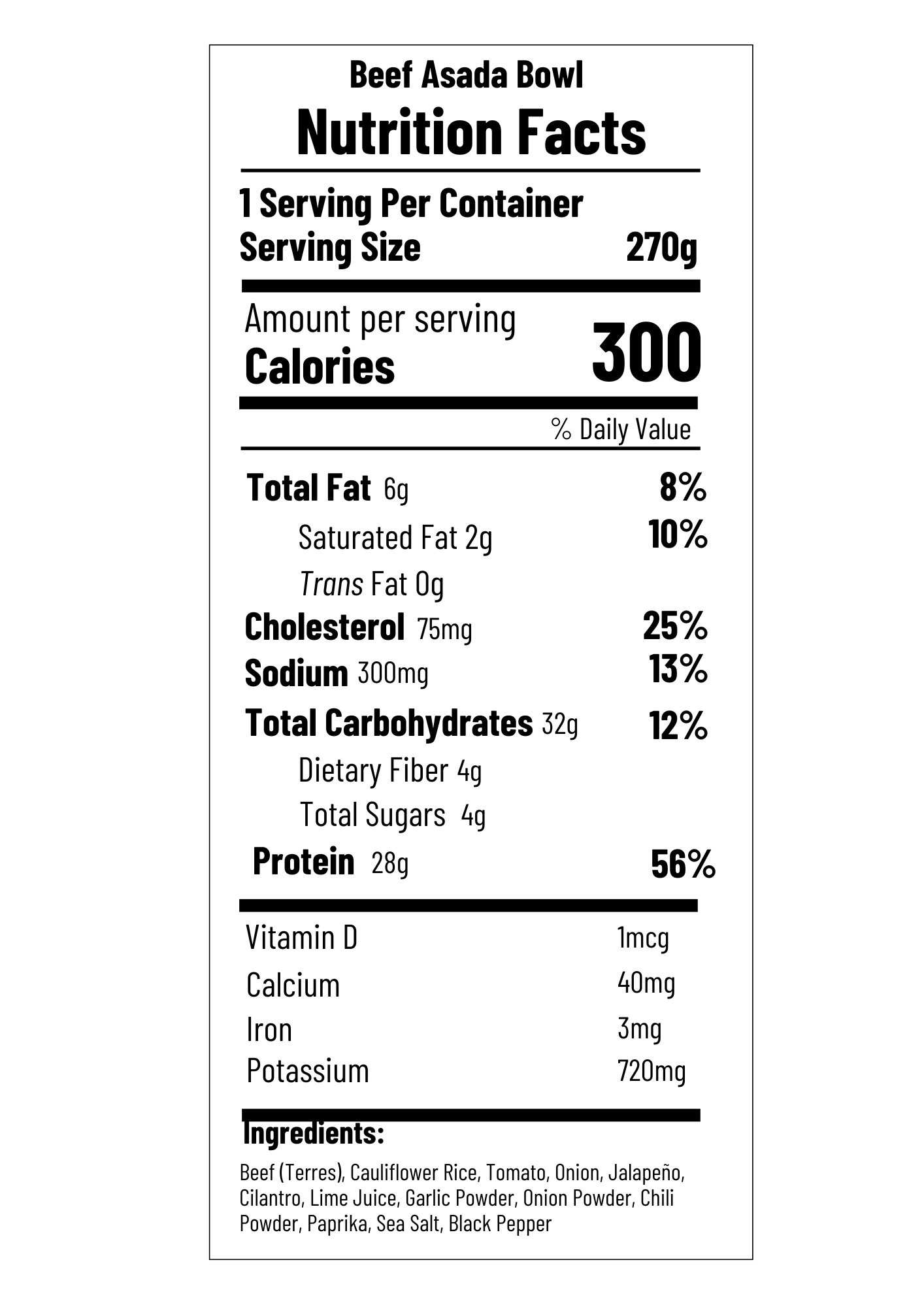 Beef Asada Bowl (FB)