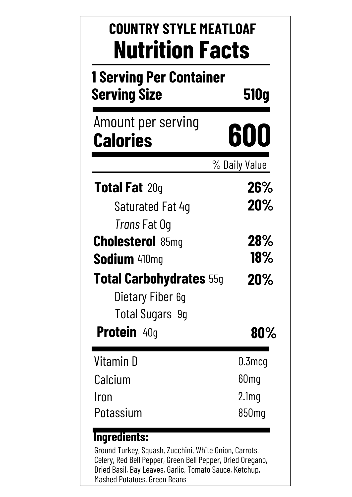 Country Style Turkey Meatloaf (FF)