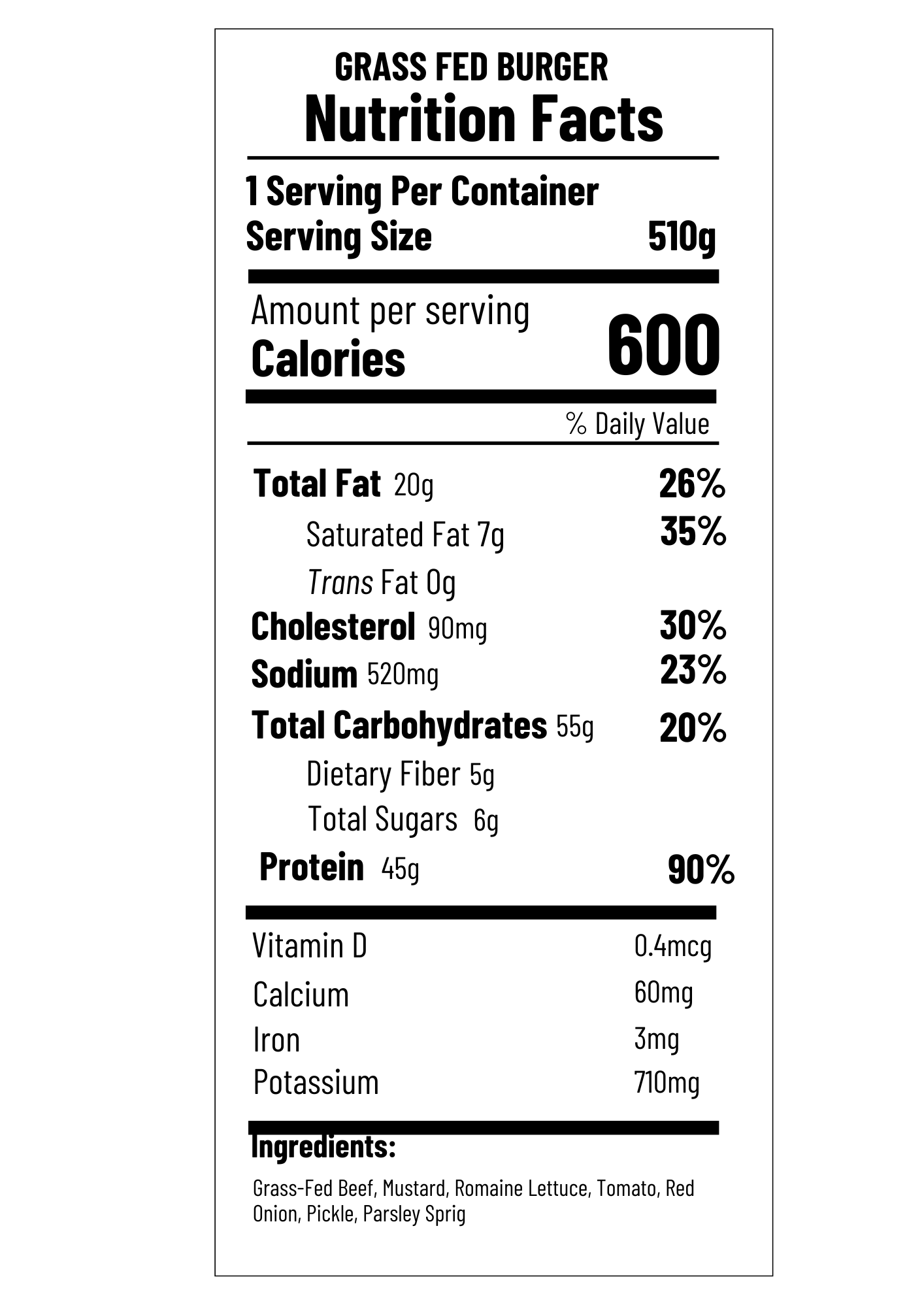 Grass Fed Burger (FF)