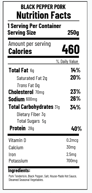 Tender Black Pepper Pork - (FB)