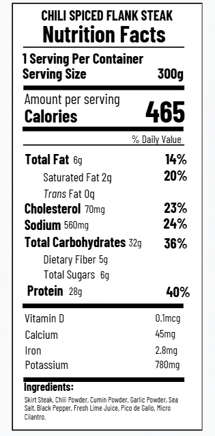 Chili Spiced Flank Steak (FB)